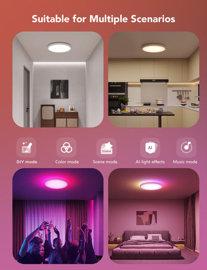 Govee 12 Inch RGBWW + RGBIC Smart Ceiling Light