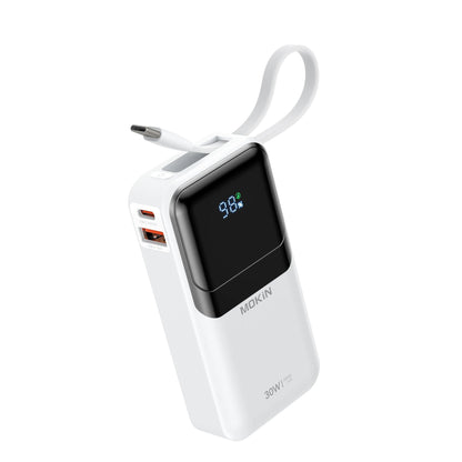 MOKiN 10,000mAh Portable Power Bank - Built-in USB-C & iOS Cables(30W)