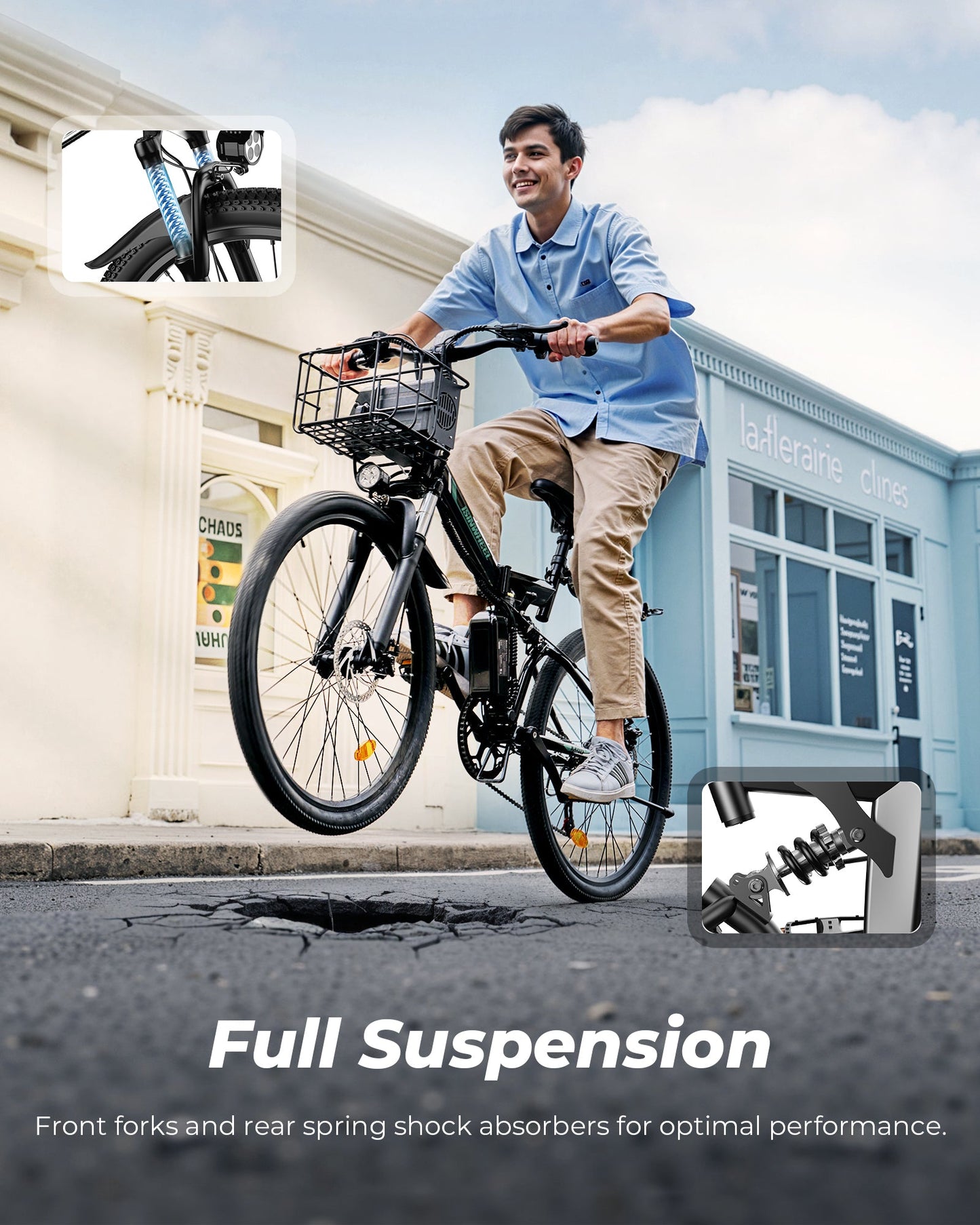 isinwheel M40 Folding Electric Bike with Basket