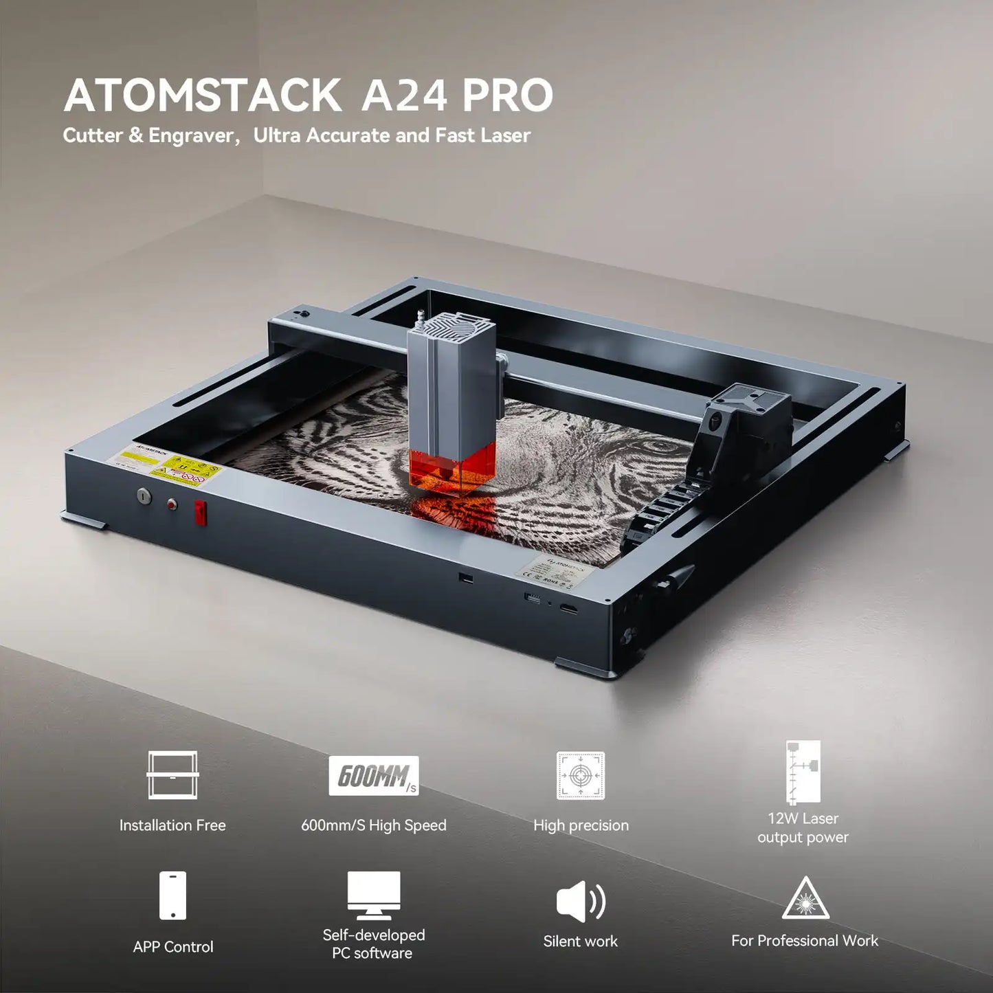 AtomStack A12/A24 Pro 12W/24W Unibody Frame Laser Engraver