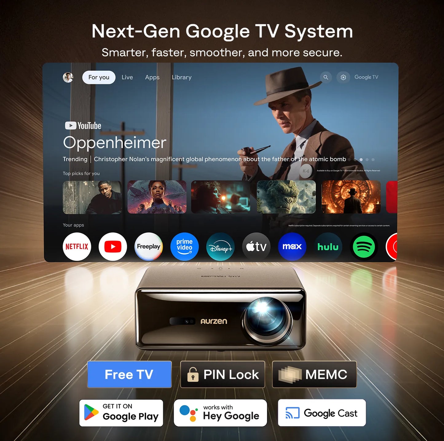 Aurzen EAZZE D1 MAX Google TV Smart Projector