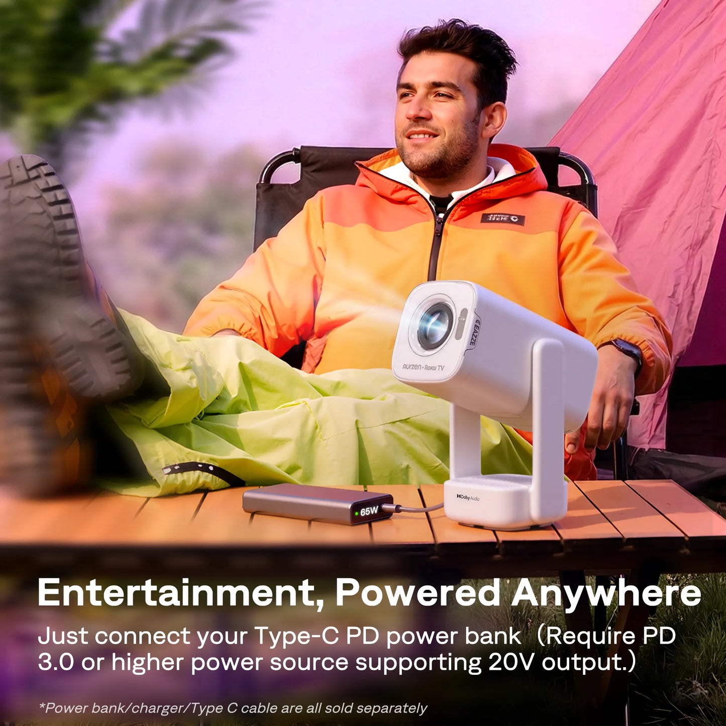 Aurzen EAZZE D1R air Portable Roku TV Smart Projector