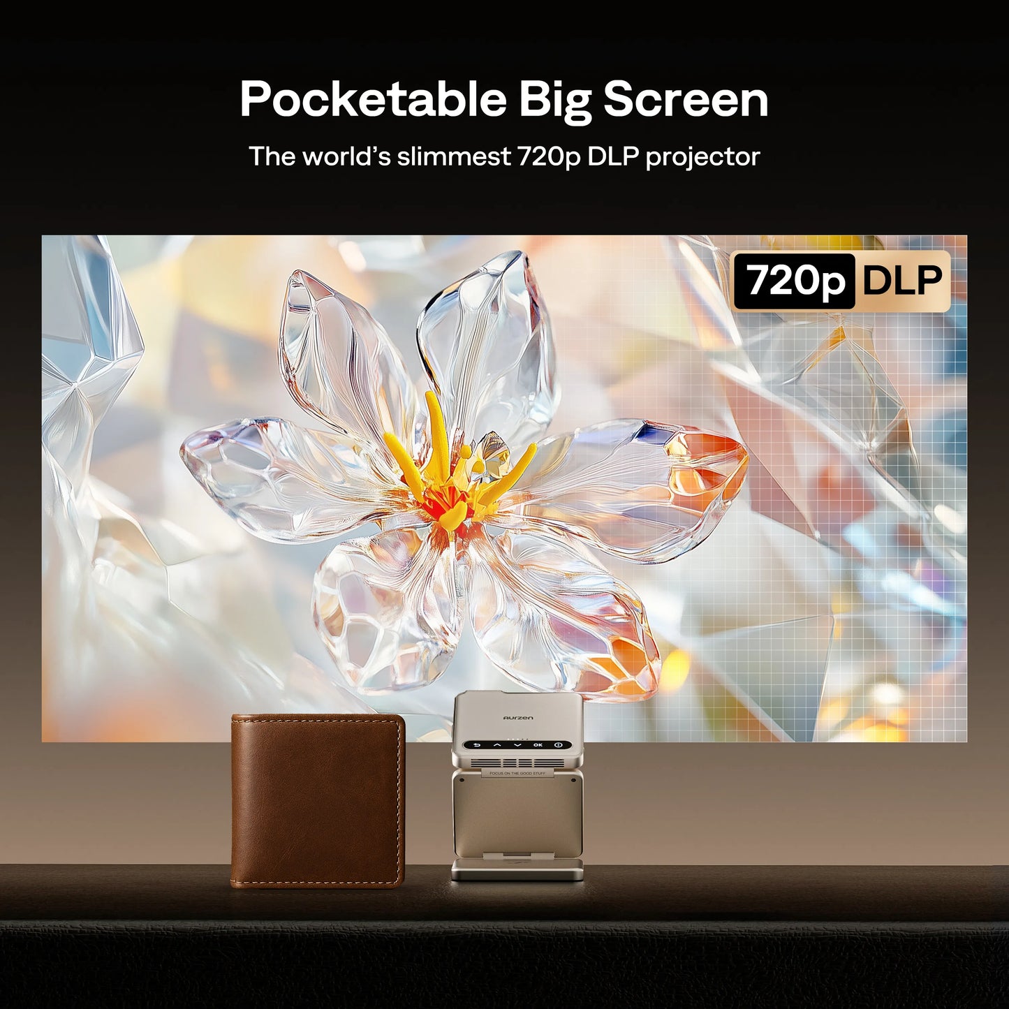 Aurzen ZIP Tri-Fold Portable Mini Projector | US Version