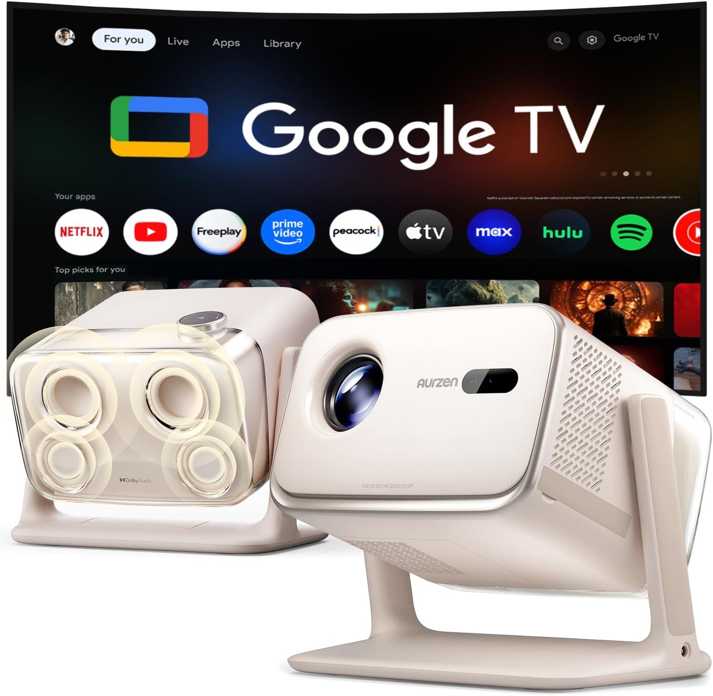 Aurzen BOOM mini Google TV Smart Projector | US Version
