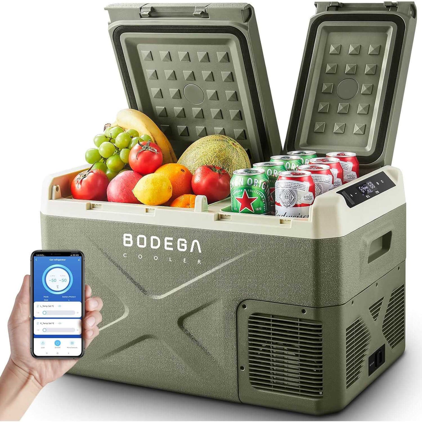 BODEGA cooler 12 Volt Car Refrigerator 26/32/42/53qt Portable Freezer Green