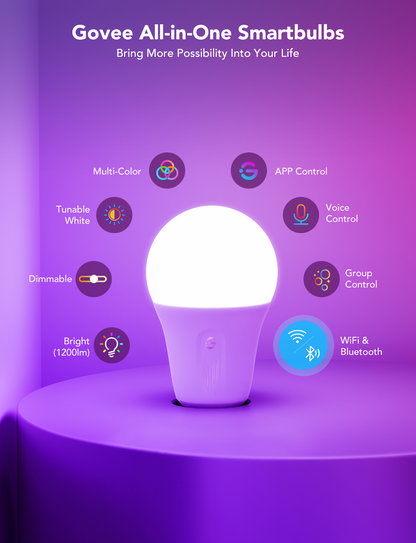 Refurbished Govee Smart RGBWW Light Bulbs 1200 Lumens
