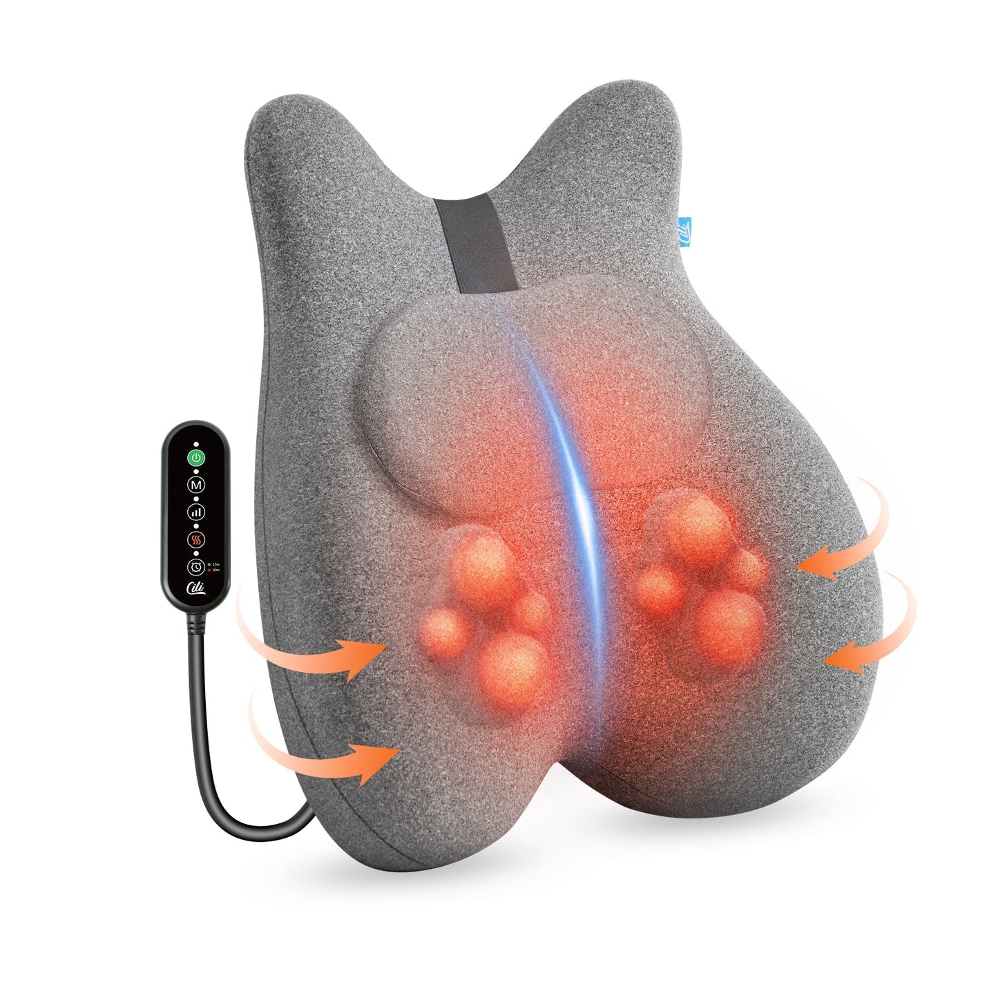 CILI Heated Lumbar Support Pillow for Office Chair, Ergonomic Back Support Cushion with Vibration, Memory Foam Chair Back Massager CL-1307