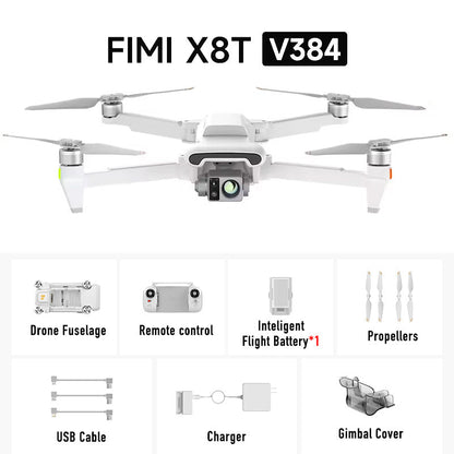 FIMI X8T V384 4K Drone Lnfrared Thermal Imaging 3-Camera gimbal system RokLink 5.0 20KM Transmission GPS Quadcopter