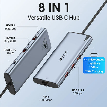 MOKiN 8-IN-1 USB C to USB C Hub Multiport Adapter