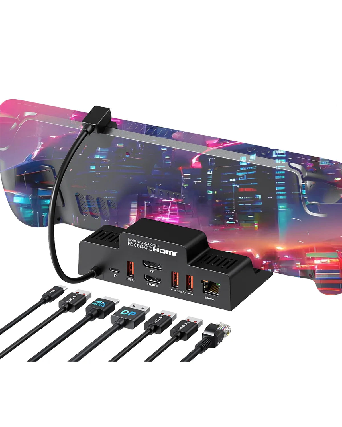 MOKiN 7-IN-1 Dual Monitor Docking Station for Steam Deck And ROG Ally
