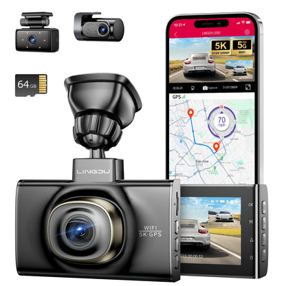 LINGDU LD02 3CH Dash Cam 4K with 3" Screen Super Night Vision 24H Parking Mode
