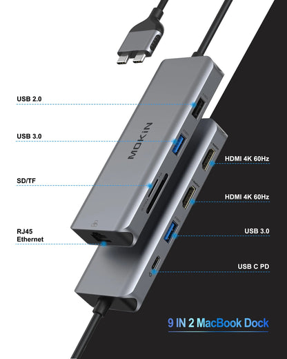 MOKiN 9 IN 2 MacBook Pro Docking Station Dual Monitor