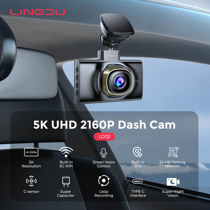 LINGDU LD02 1CH Dash Cam 5K with 3" Screen IR Night Vision 24H Parking Mode