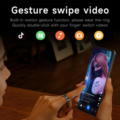 SR08 Smart Ring with Display Fitness Tracker Heart Rate Monitor Sleep Tracker TikTok Scrolling Ring Step Counter Pedometer Fitness Ring Waterproof Health Smart Rings for Men Women Anillo inteligente