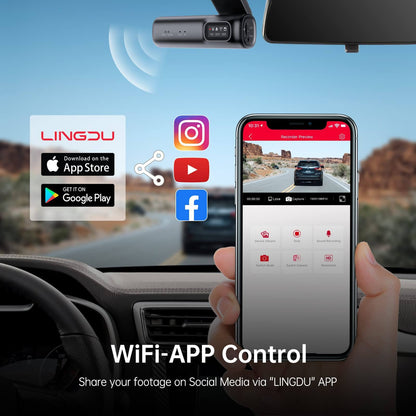 LINGDU D600 2CH Dash Cam 4K with 0.96" Screen Voice Control 24H Parking Mode