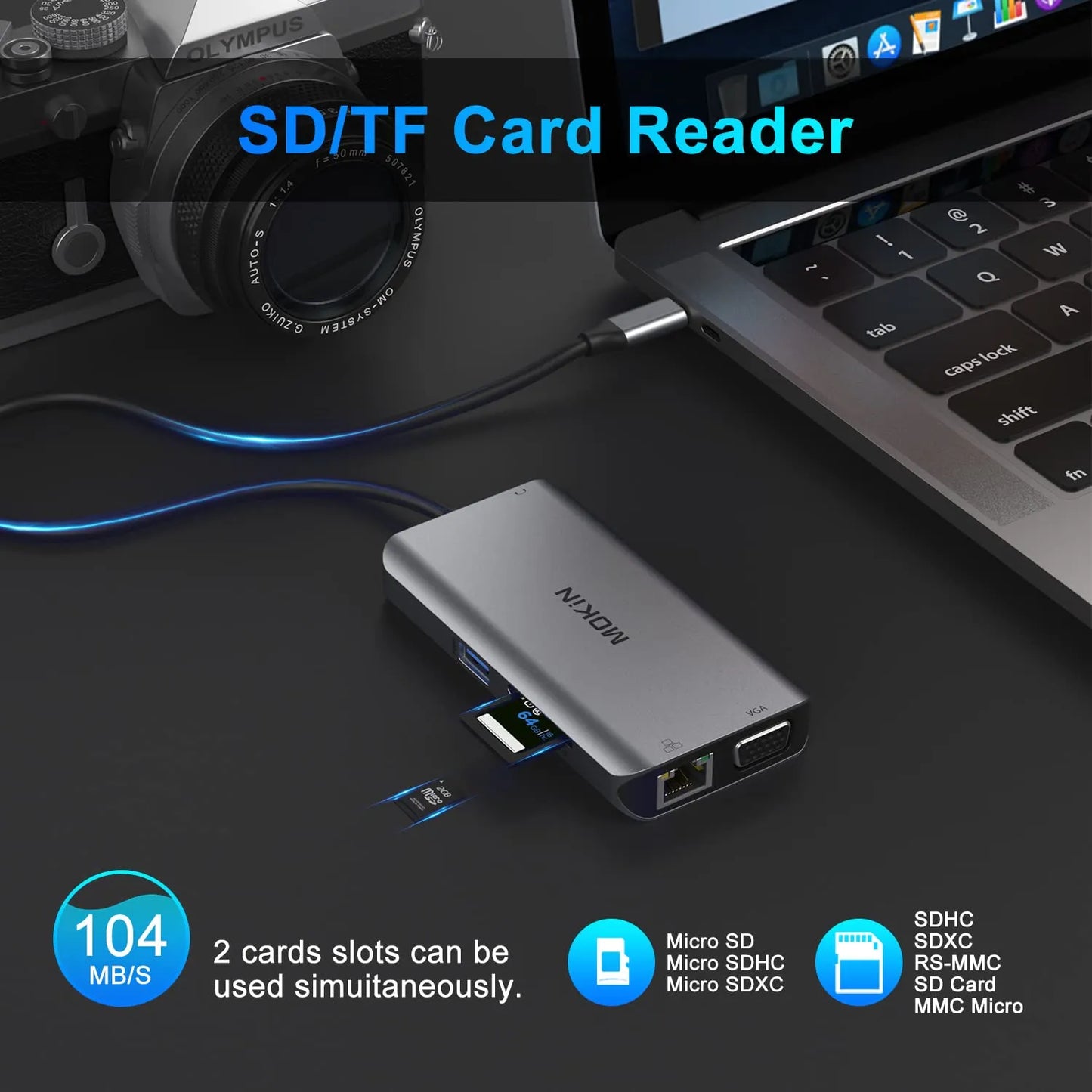 MOKiN 10 IN 1 Dual Display USB-C Hub with 4K HDMI
