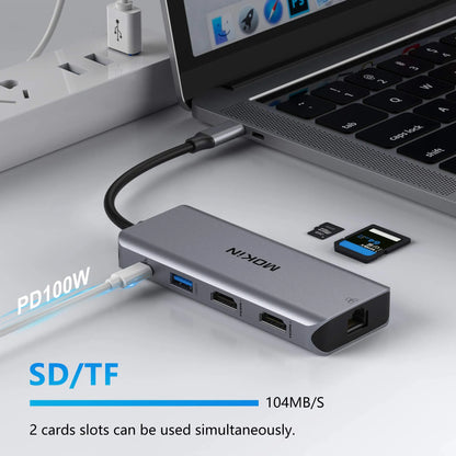 MOKiN 9 IN 1 USB-C Dual HDMI Adapter With Triple Display
