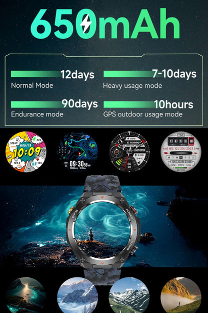 Smart Watch Answer/Make Calls GPS Tracker Message Notification Smartwatch Compass Altitude Barometer Heart Rate Monitor Waterproof Smart Watches for Men
