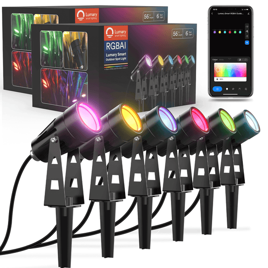 Lumary Smart LED Outdoor Landscape Lights RGBAI Outdoor Spotlight (2*6 Pack)