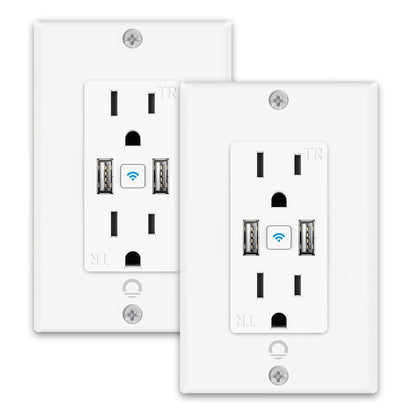 Lumary Smart Wi-Fi Outlet USB Fast Charger Smart Wall Socket 2PCS