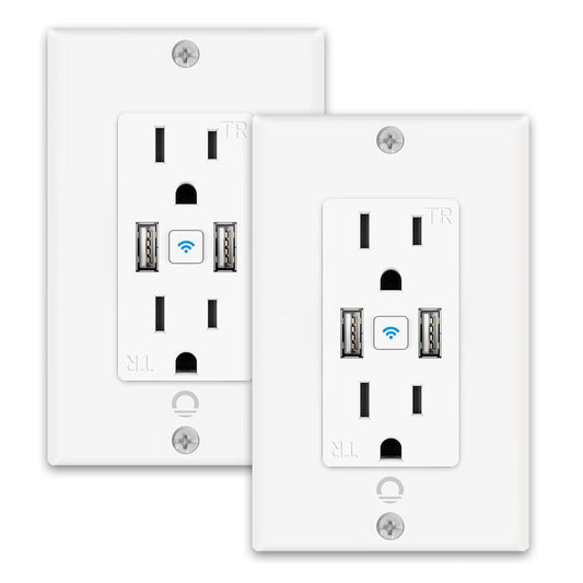 Lumary Smart Wi-Fi Outlet USB Fast Charger Smart Wall Socket 2PCS