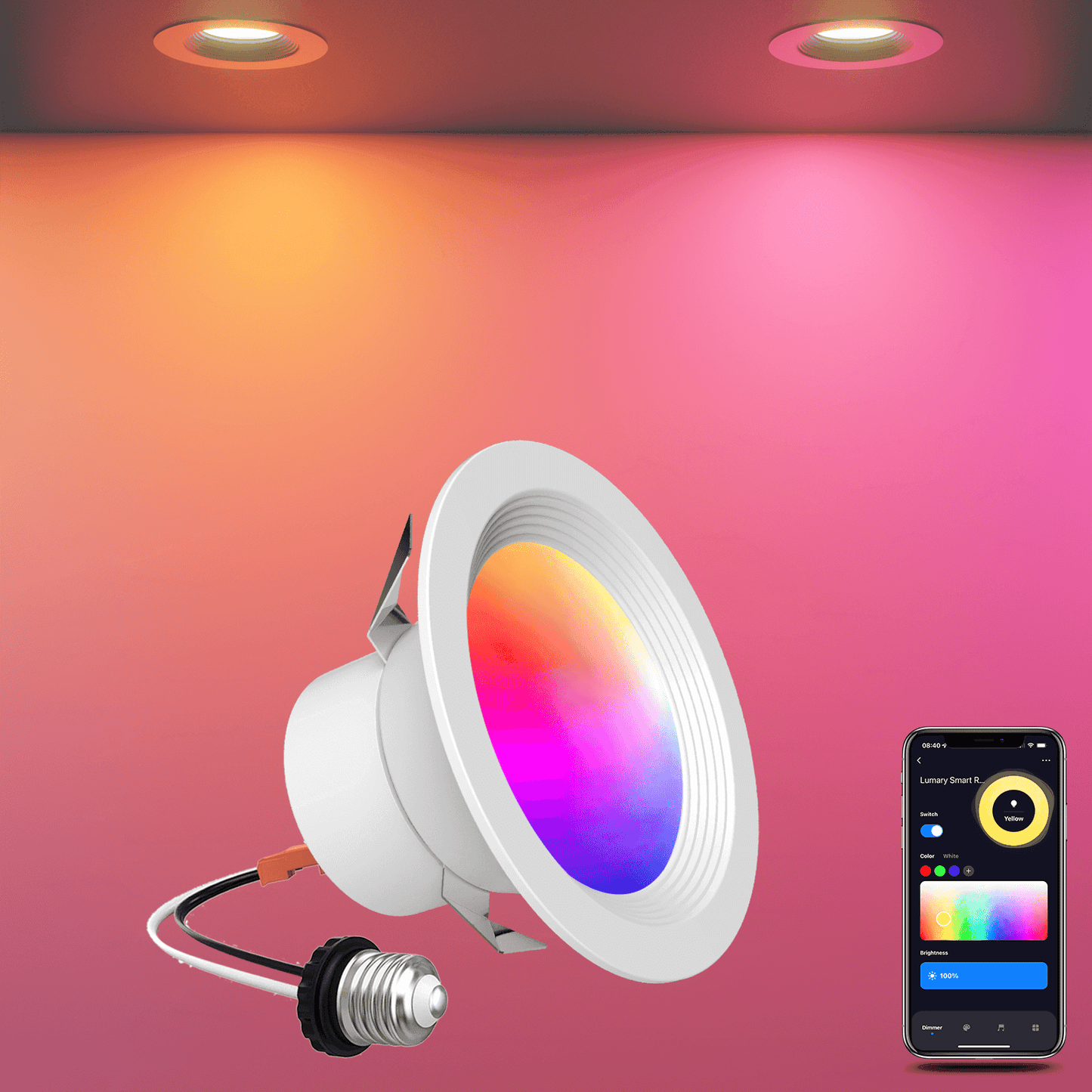Lumary Wi-Fi Smart Recessed Can Light RGB LED Retrofit Downlight 4 inch