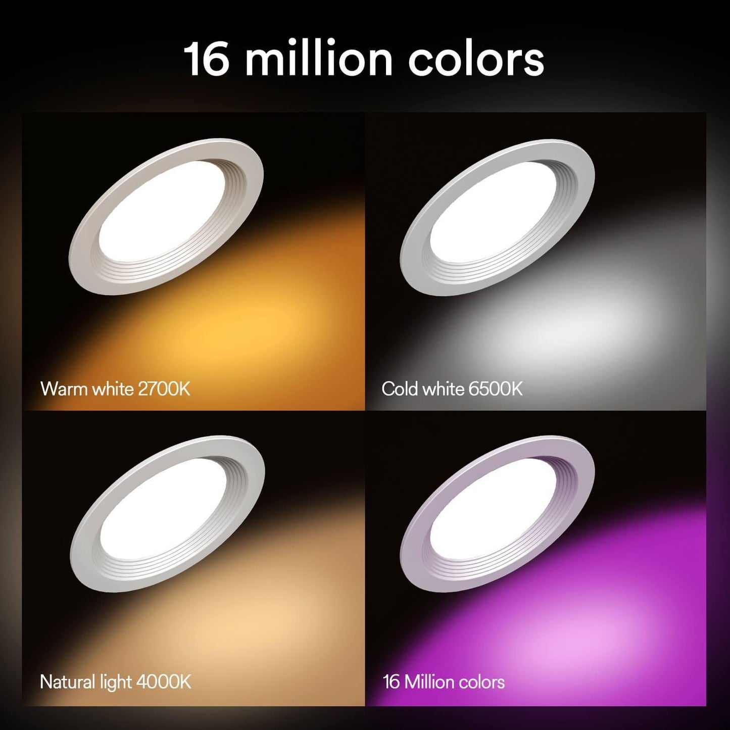 Lumary Smart Wi-Fi Recessed Can Light RGB LED Retrofit Downlight 6 inch 2 PCS