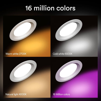 Lumary Smart Wi-Fi Recessed Can Light RGB LED Retrofit Downlight 6 inch 2 PCS