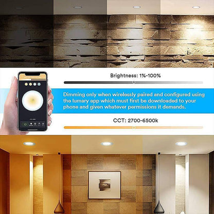Lumary Smart Wi-Fi Recessed Can Light RGB LED Retrofit Downlight 6 inch 2 PCS