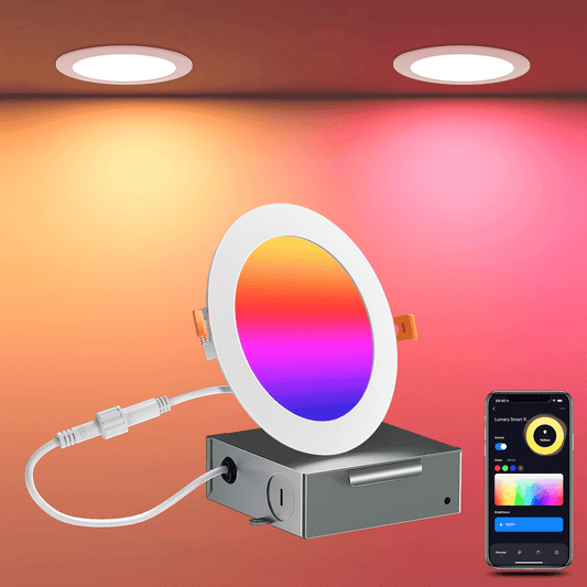 Lumary Wi-Fi Smart Recessed Canless Lighting Slim Panel Lights RGB Downlight 4” 9W 1PCS