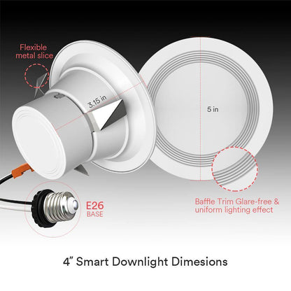 Lumary Smart Wi-Fi Recessed Can Light RGB LED Retrofit Downlight 4 inch 2 PCS