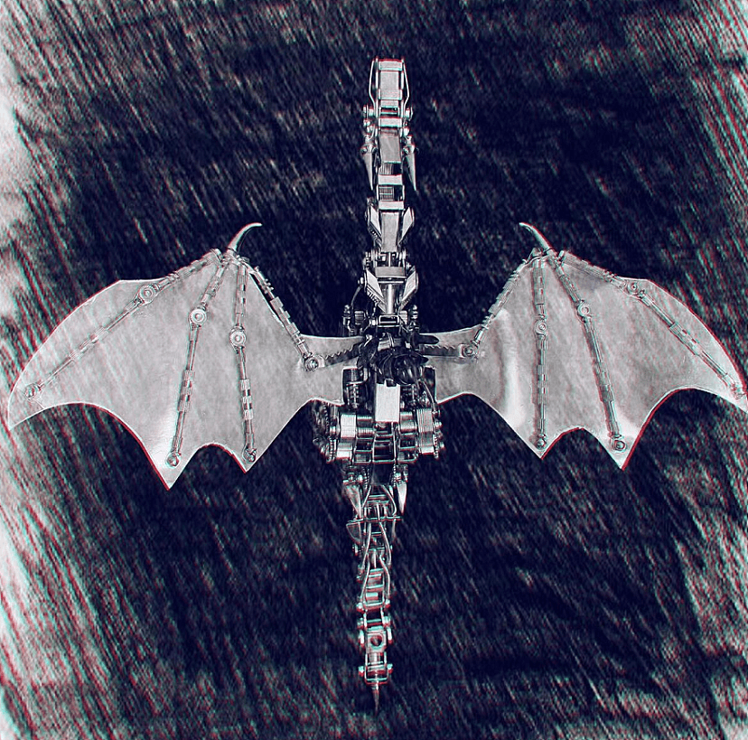 Kit de rompecabezas mecánico 3D de metal Fly Dragon con base 