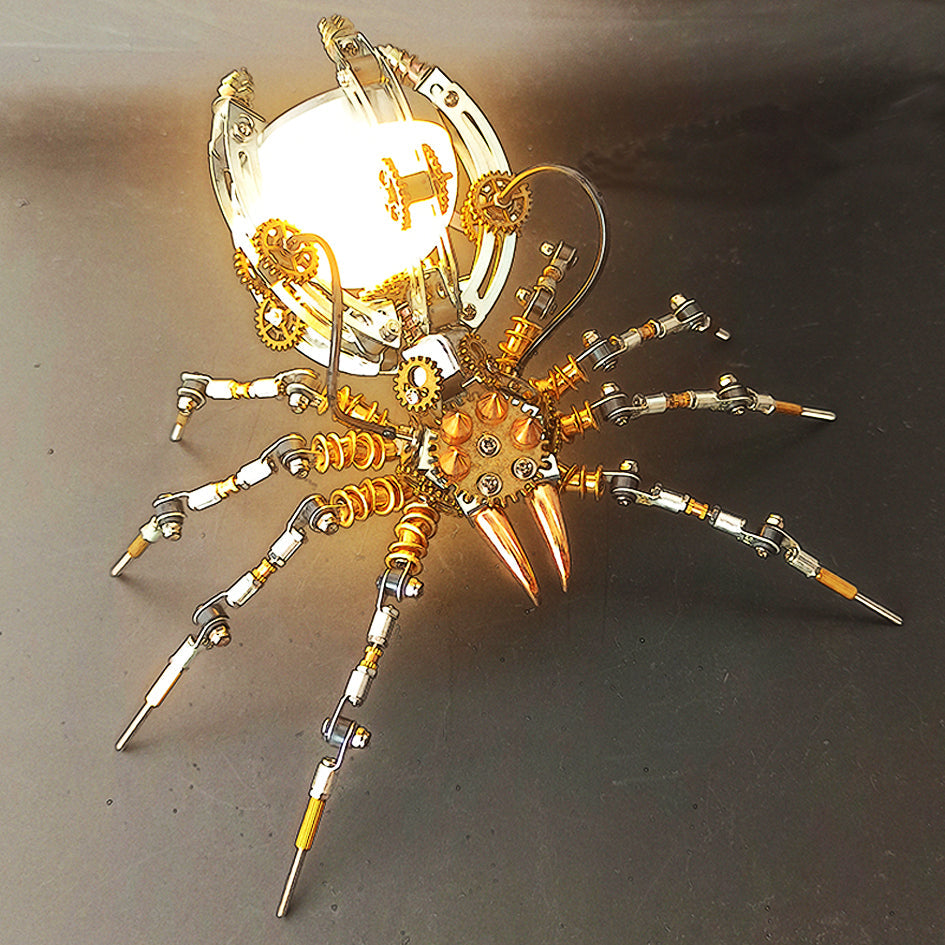 Lámpara de escritorio Steampunk de metal con forma de araña, kit de montaje DIY, 512 piezas