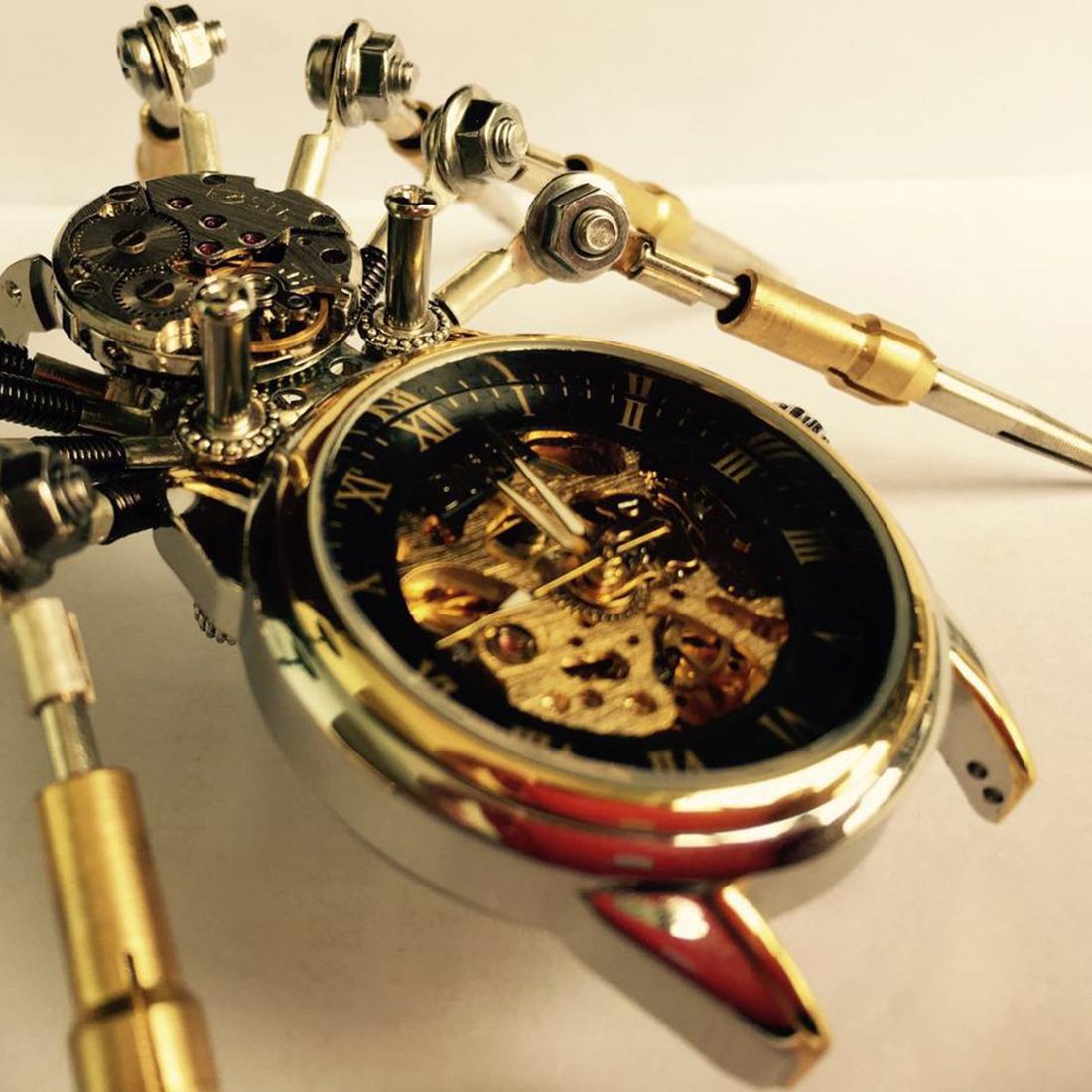 Kit de modelo de reloj de araña mecánico de metal 3D Steampunk para armar uno mismo