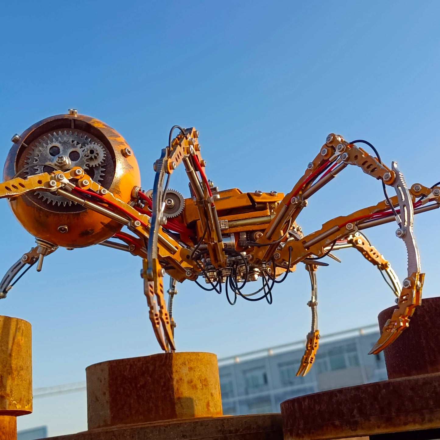 Kit de rompecabezas 3D de metal Steampunk DIY de araña dañada por la batalla