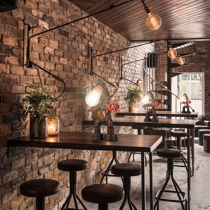 Lámpara de mesa de escritorio con diseño de robot de hierro antiguo industrial Steampunk de Metalkitor, ideal para decorar habitaciones, ideal como regalo de cumpleaños o Año Nuevo para hombres y niños. 