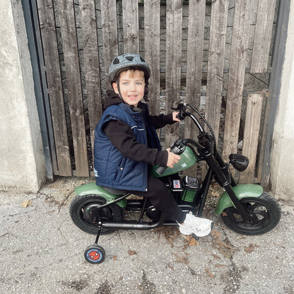 Mini Motorcycle Electric Bike with Bluetooth Speaker and LED Lights for Kids - Cruiser 12 Plus