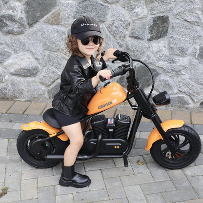 Mini Motorcycle Electric Bike with Bluetooth Speaker and LED Lights for Kids - Cruiser 12 Plus