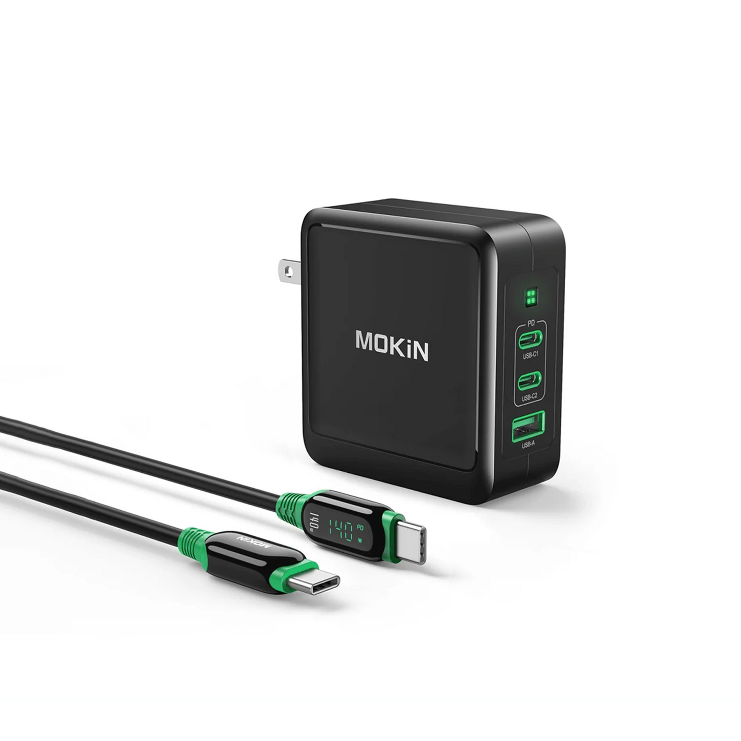MOKiN 140W GaN Charger - Fast Charging for iPhones, Laptops, Tablets