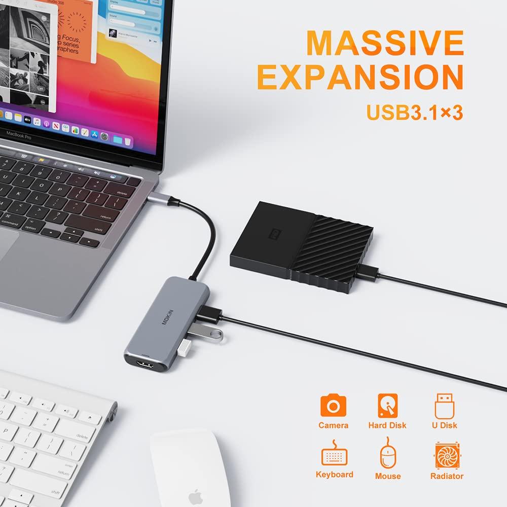 MOKiN 7 IN 1  USB-C to HDMI Adapter with 4K@60Hz
