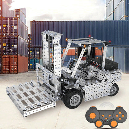 1400Pcs 2.4G Assembly Remote Control Metal Forklift Mechanical Scew Model Building Kit Puzzle