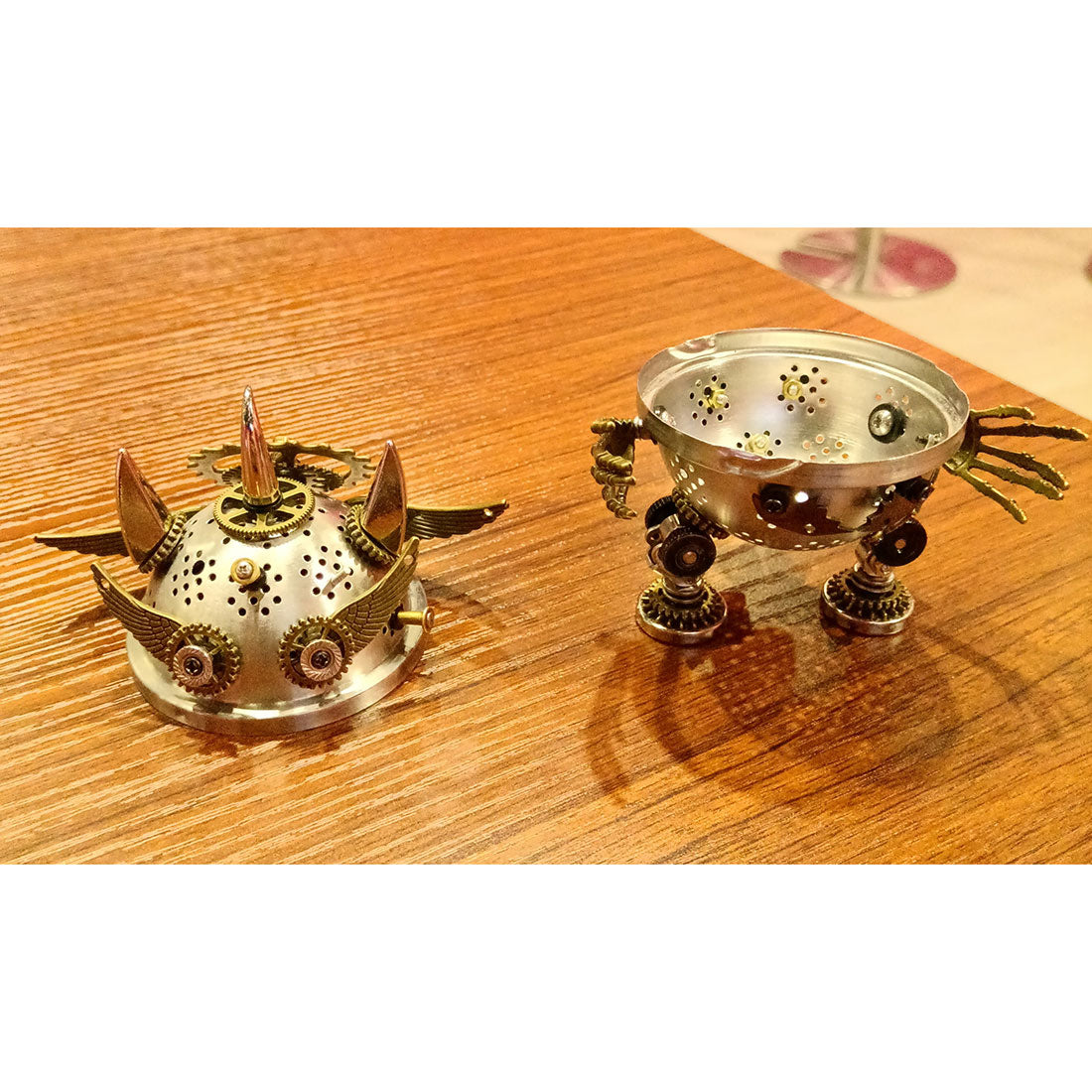 3D Steampunk Metal Little Evil Soldier Mecha With Spear Model Kit Assembly Aromatherapy box
