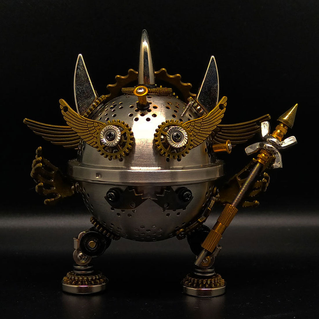 3D Steampunk Metal Little Evil Soldier Mecha With Spear Model Kit Assembly Aromatherapy box