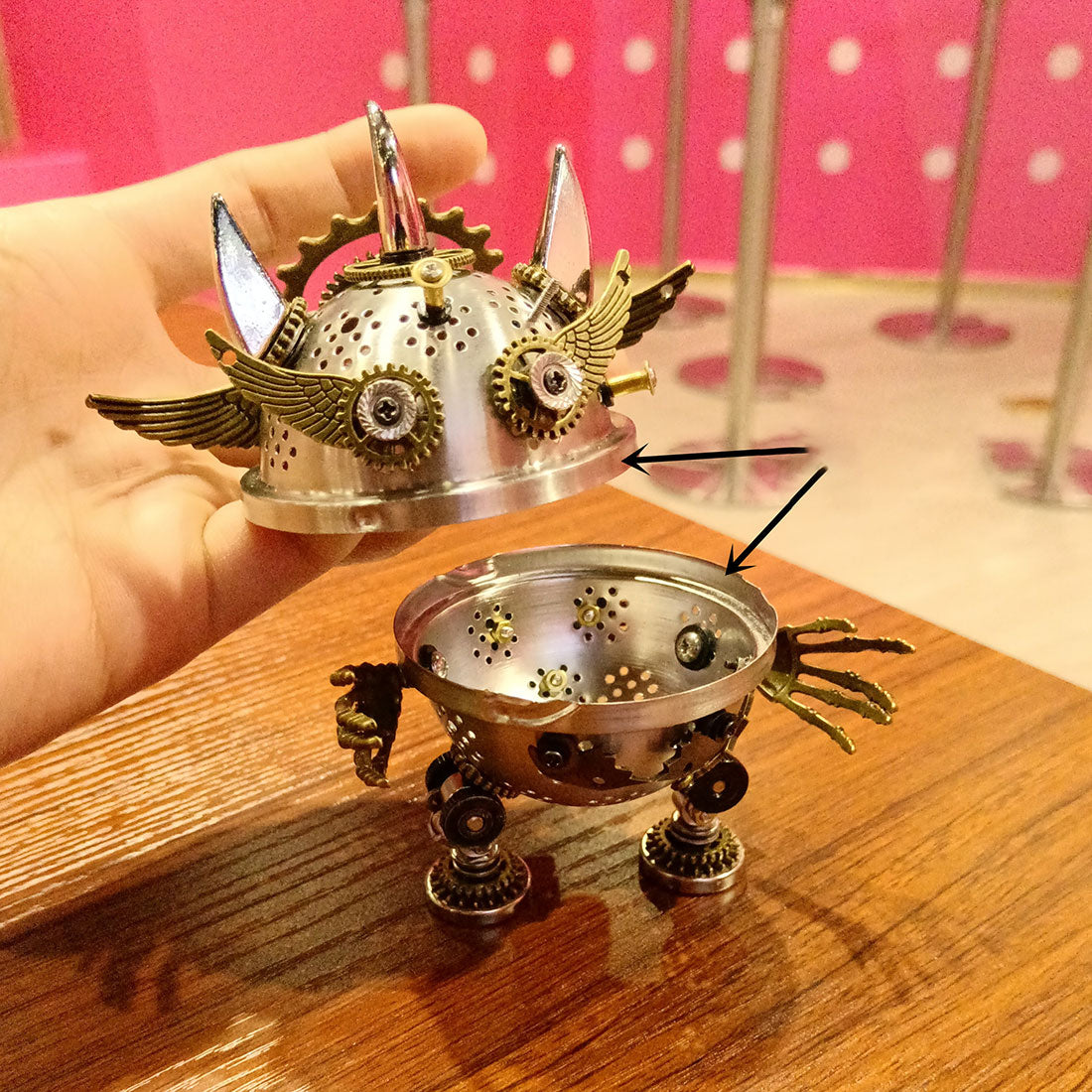 3D Steampunk Metal Little Evil Soldier Mecha With Spear Model Kit Assembly Aromatherapy box