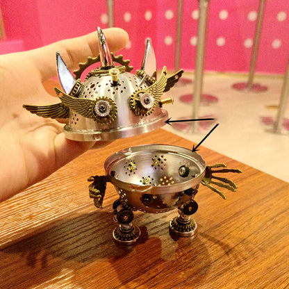 3D Steampunk Metal Little Evil Soldier Mecha With Spear Model Kit Assembly Aromatherapy box