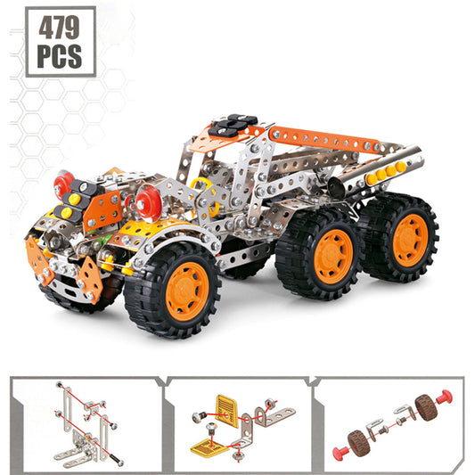 479Pcs Meatal 6-wheeled Racing Car Assembly Model Kit STEAM Toys