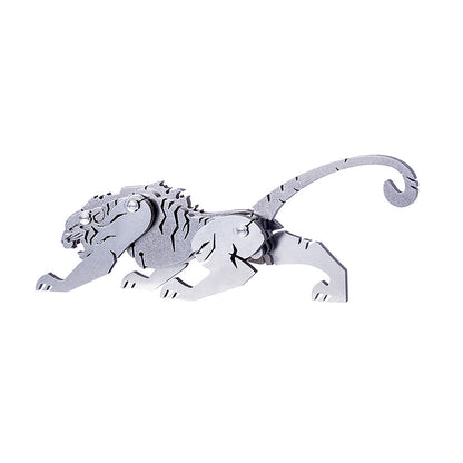 4PCS DIY Assembly 3D Stainless Steel Tiger Cattle Cock Horse Puzzle Toy