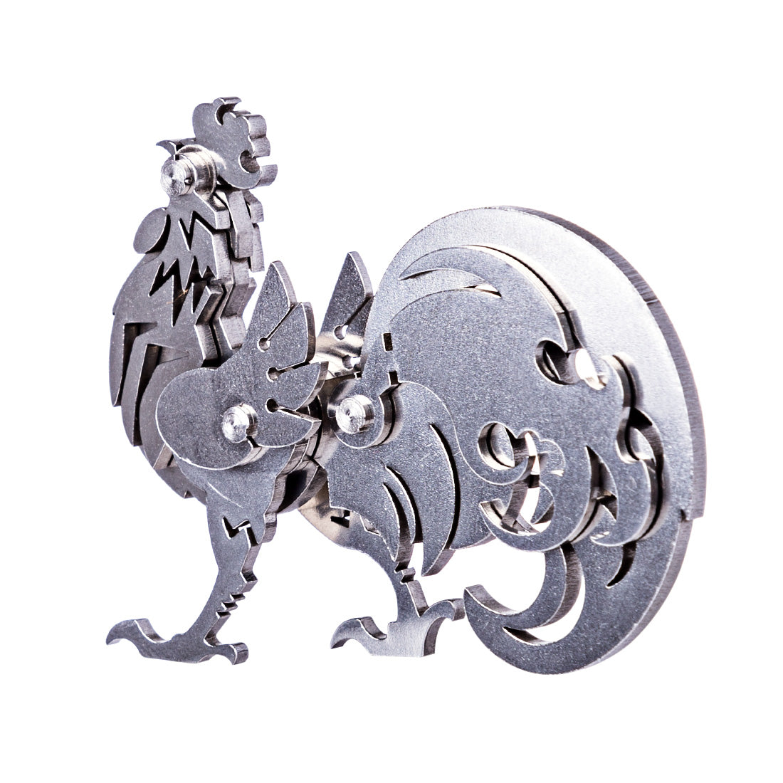 4PCS DIY Assembly 3D Stainless Steel Tiger Cattle Cock Horse Puzzle Toy