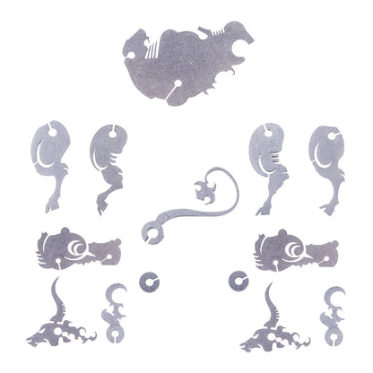 4PCS DIY Assembly 3D Stainless Steel Tiger Cattle Cock Horse Puzzle Toy