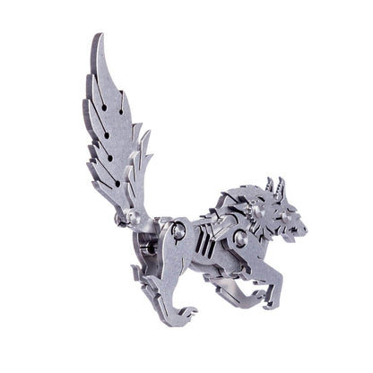 4PCS Griffin Wild Wolf Cattle Horse DIY 3D Stainless Steel Metal Puzzle Model